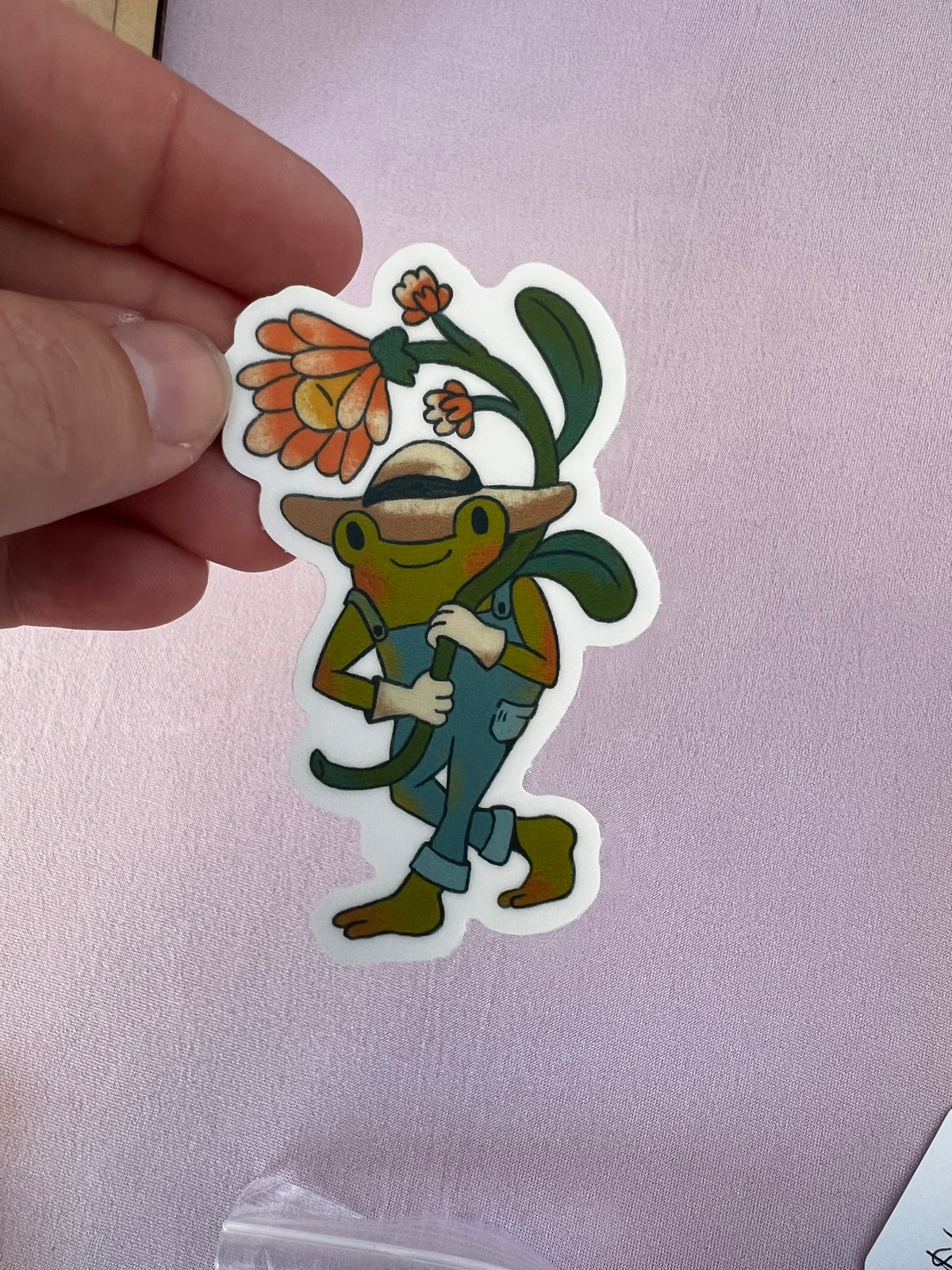 Flower Frog Vinyl Sticker