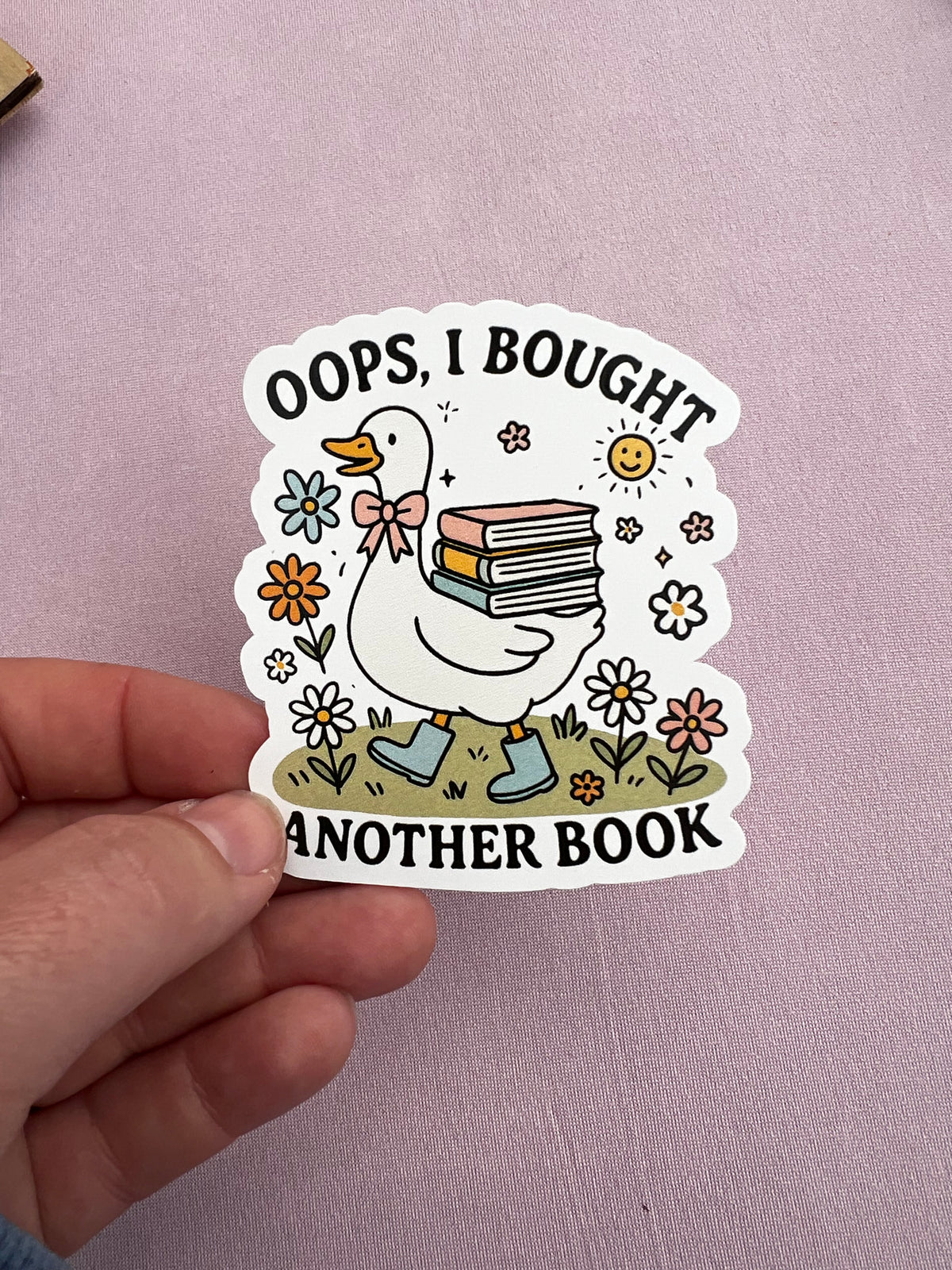 Oops Goose Book Stack Vinyl Sticker