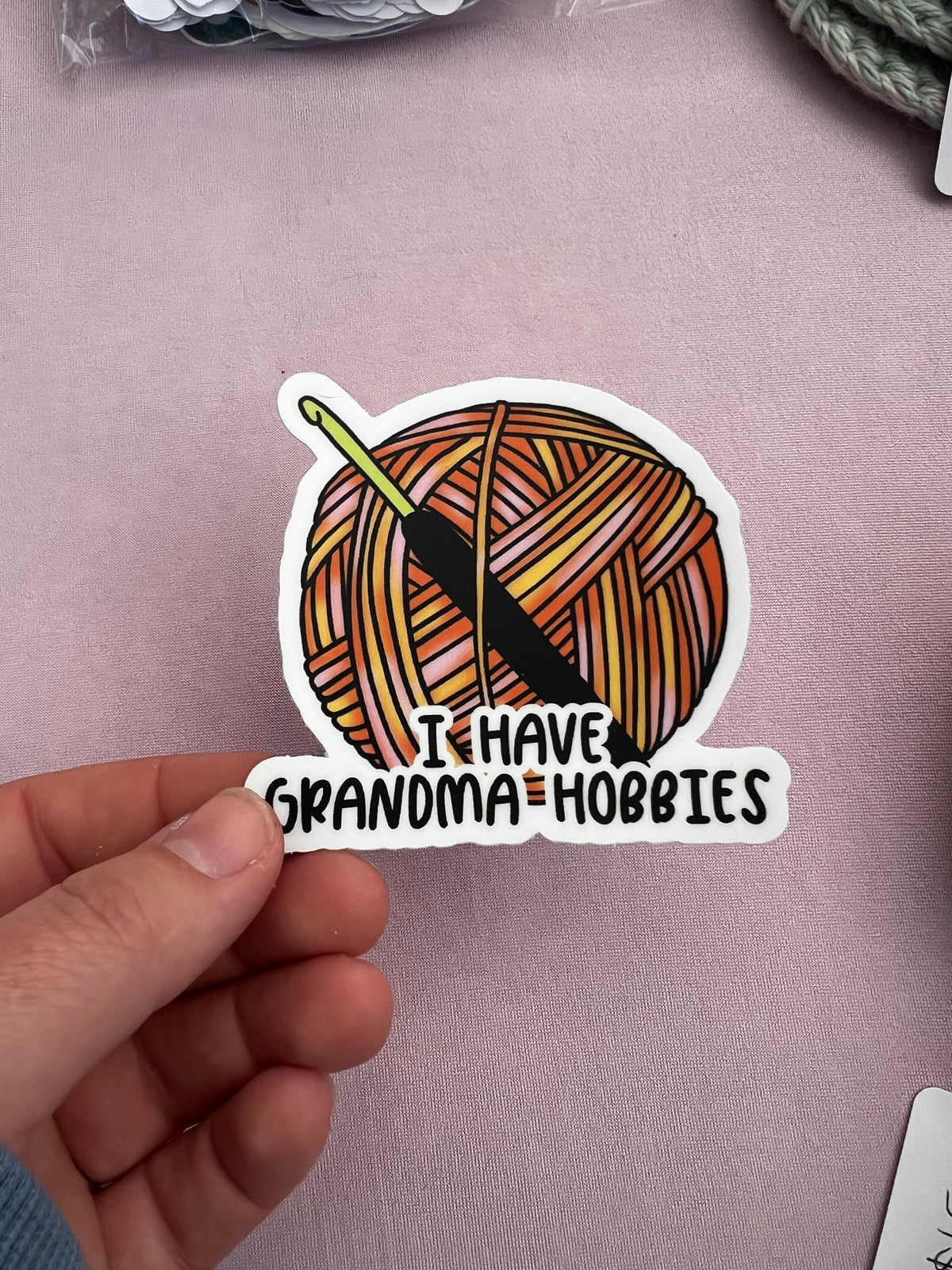 Yarn Ball Grandma Hobbies Vinyl Sticker