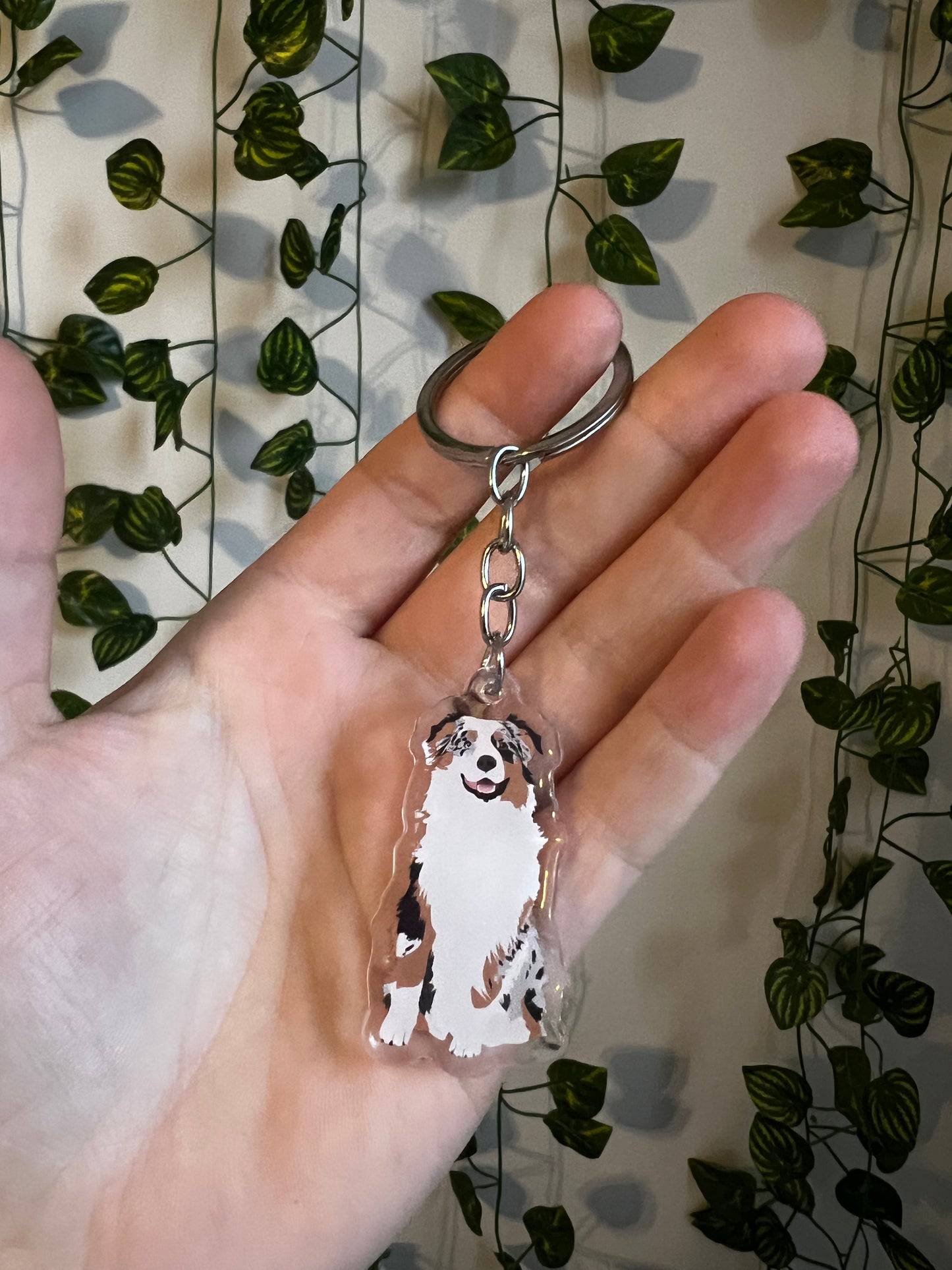 Blue Merle Australian Shepherd Keychain
