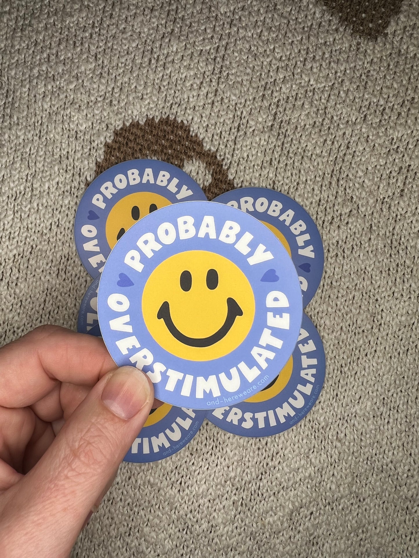 Probably Overstimulated Smiley Vinyl Sticker