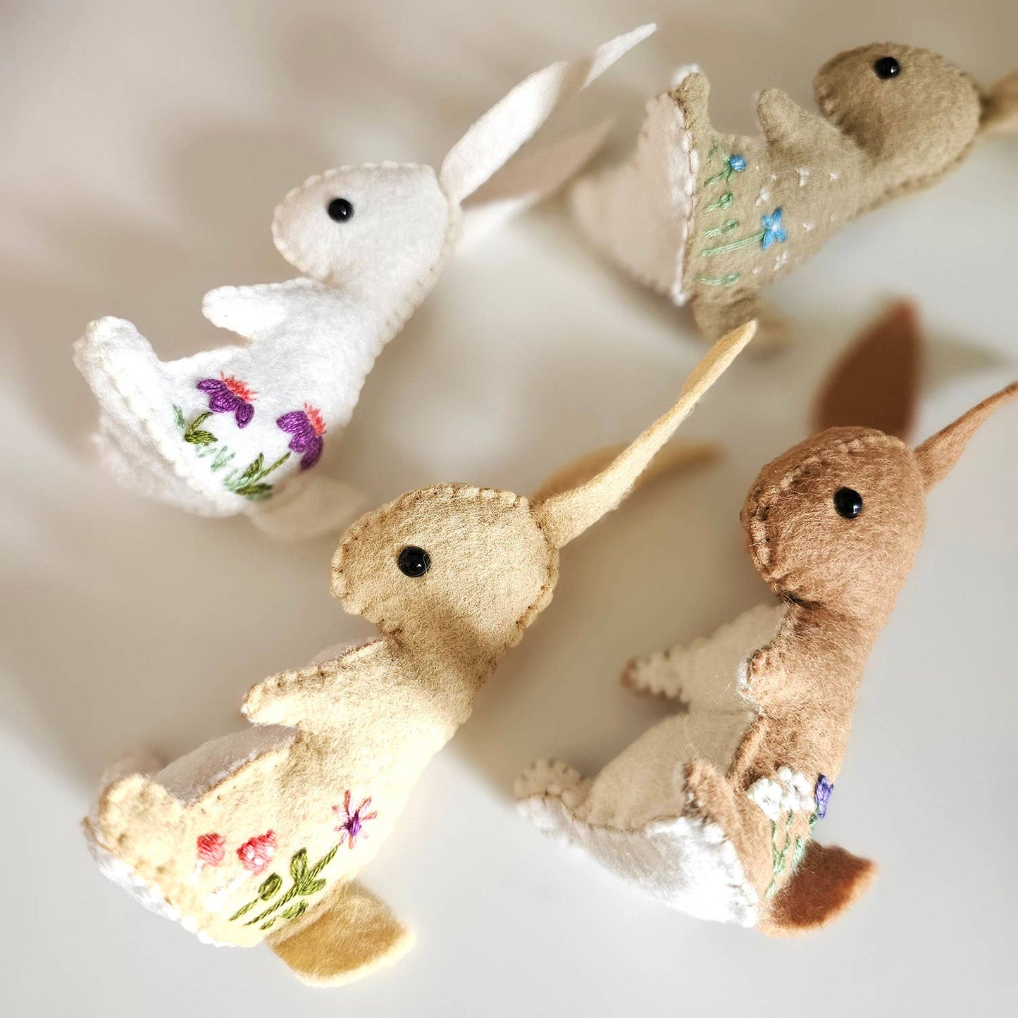 Embroidered Felt Bunnies Animal DIY Kit