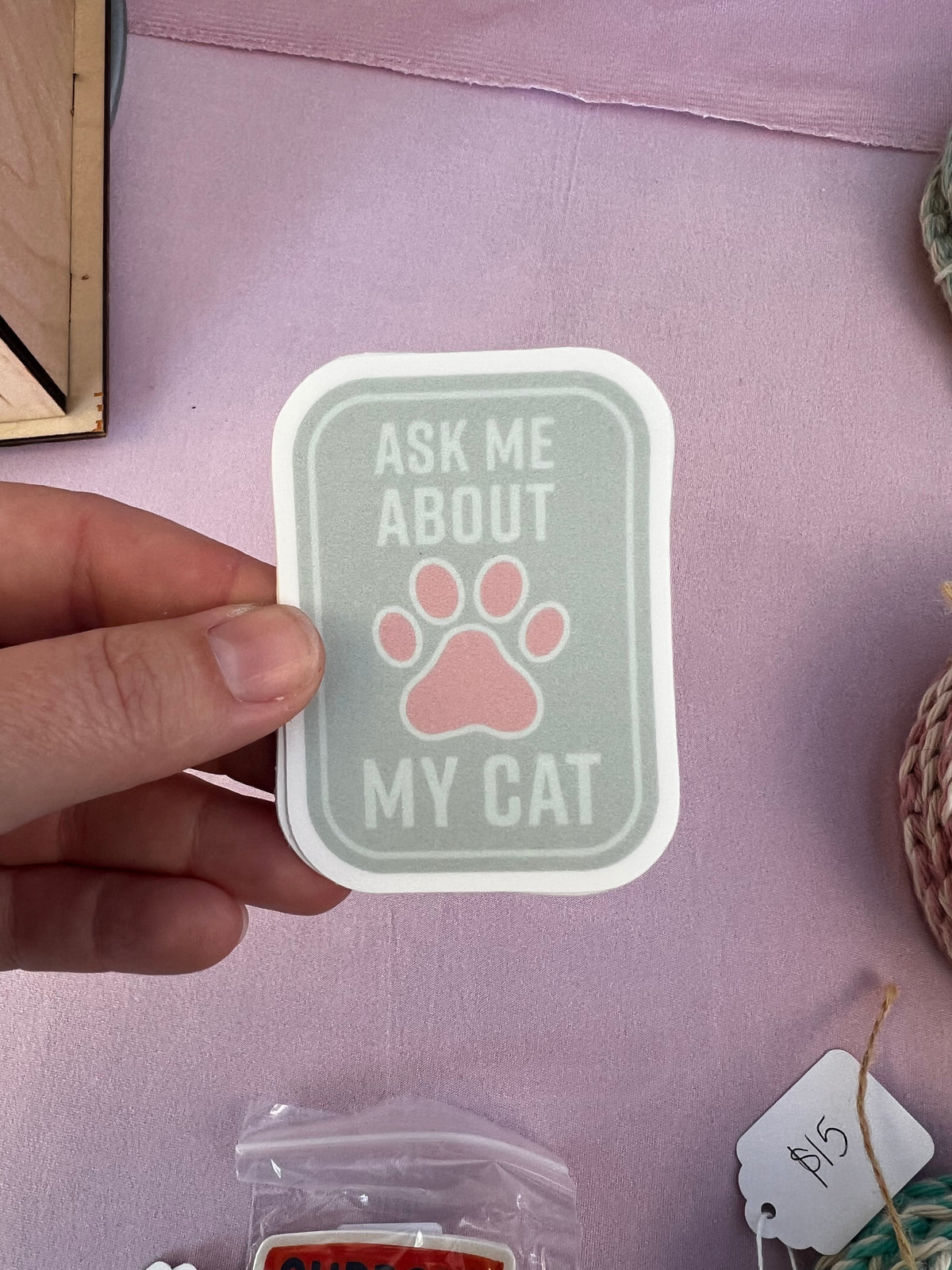 Ask Me About My Cat Vinyl Sticker