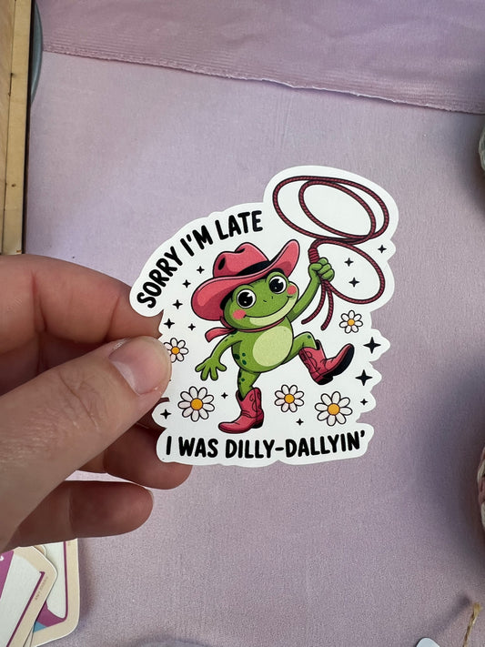 Sorry I’m Late Frog Vinyl Sticker