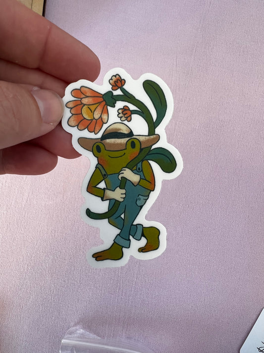 Flower Frog Vinyl Sticker