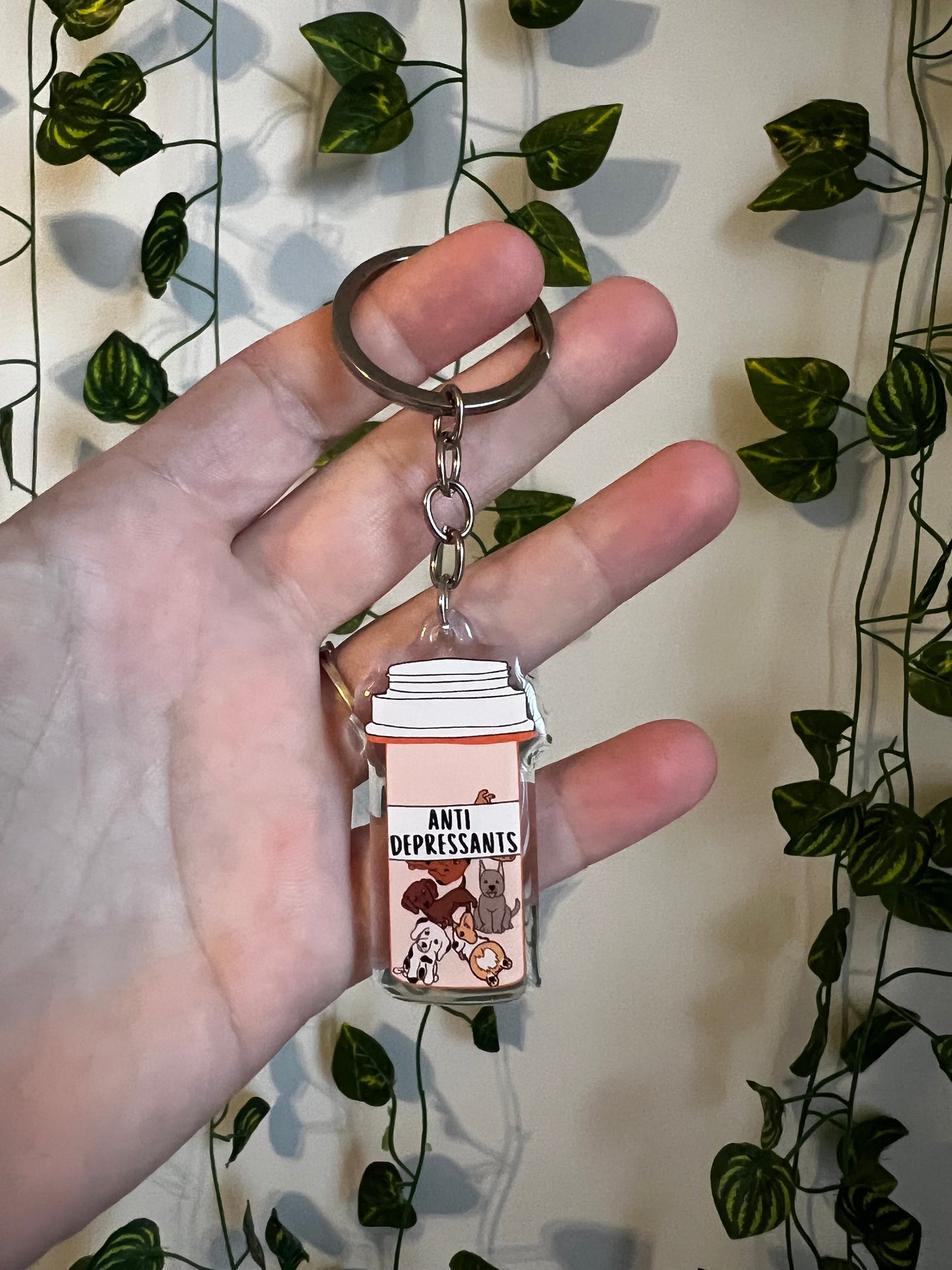 Dog Pill Bottle Keychain