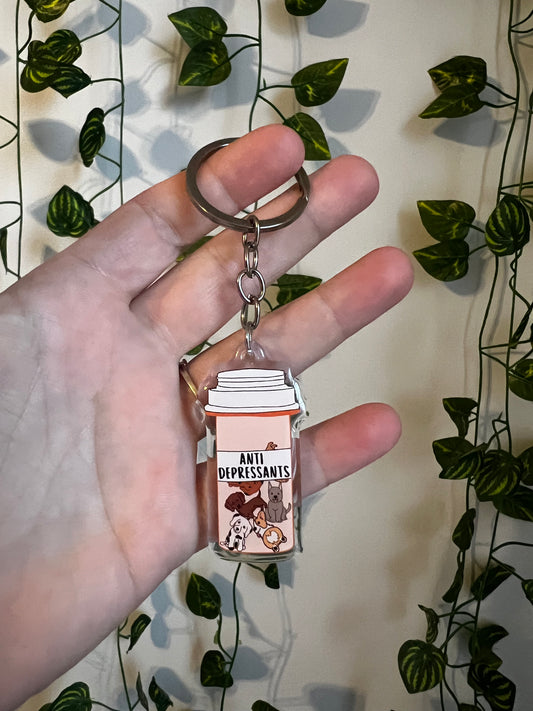 Dog Pill Bottle Keychain