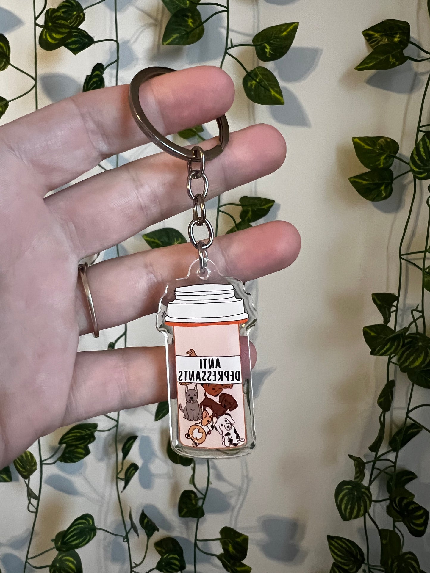Dog Pill Bottle Keychain