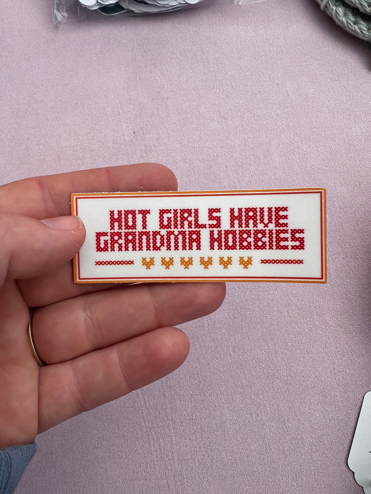 Cross Stitch Grandma Hobbies Vinyl Sticker