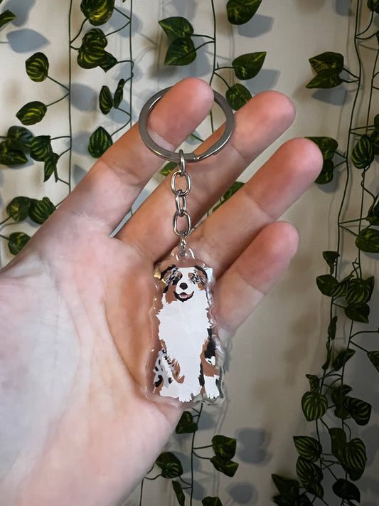Blue Merle Australian Shepherd Keychain
