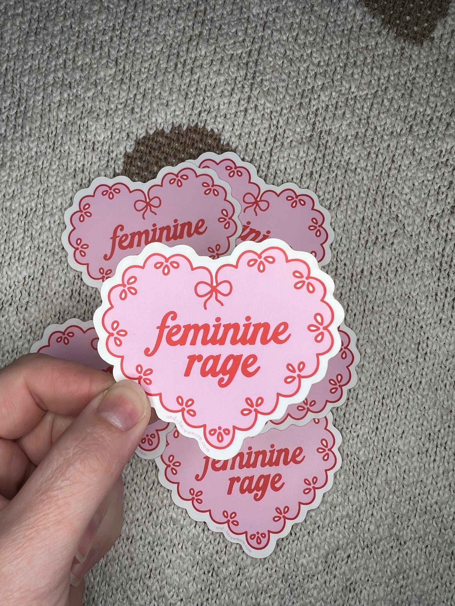 Feminine Rage Pink Heart Vinyl Sticker