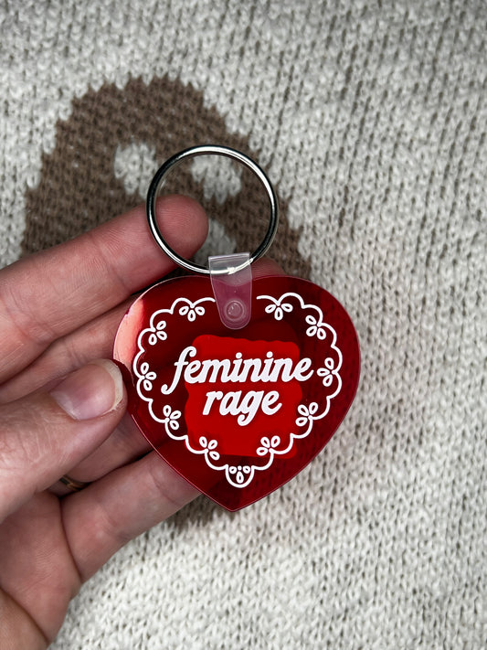 Feminine Rage Red Heart PVC Keychain